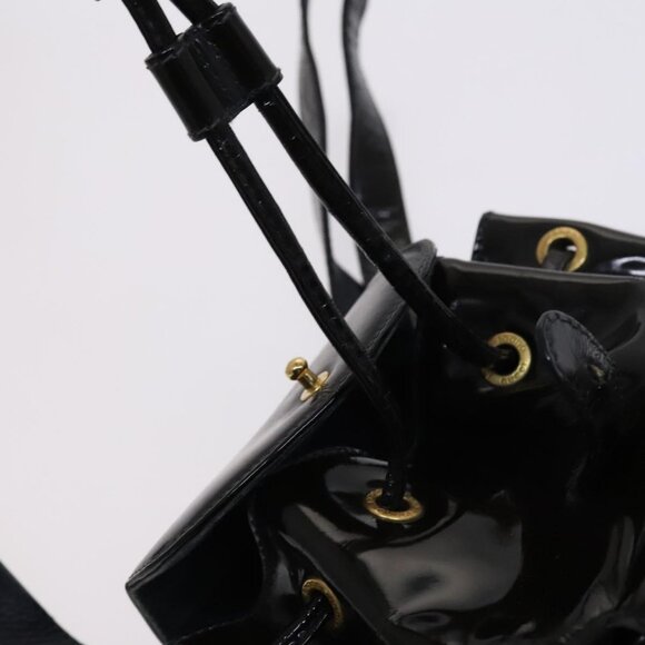 GUCCI Bamboo Backpack Enamel Black Gold Auth bs23155 - Picture 11 of 15